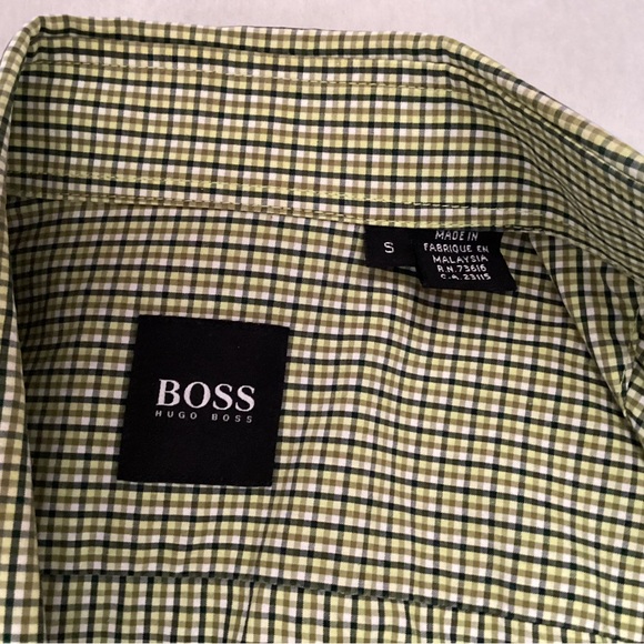 Hugo Boss Green Check Dress Shirt, Size S - Picture 5 of 7